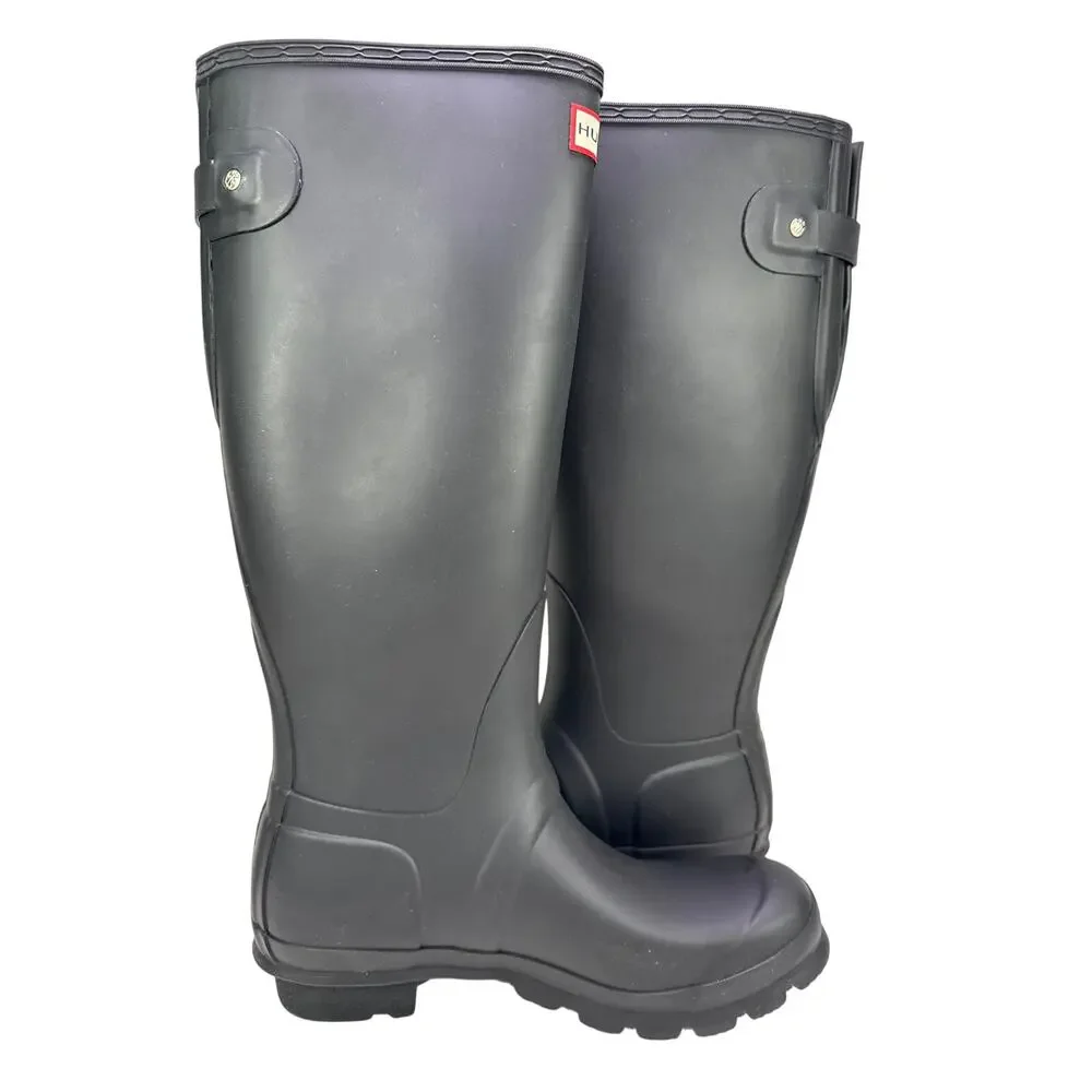 Hunter Original‎ Tall Rubber Rain Boots Womens 7 Black Adjust Buckle